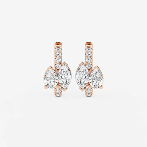 Marquise and Pear Lab Grown Diamond Huggie Hoop Earrings