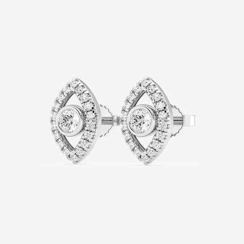 Round Lab Grown Diamond Evil Eye Earrings