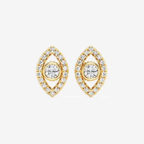 Round Lab Grown Diamond Evil Eye Earrings