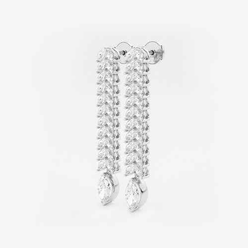 Marquise Lab Grown Diamond Double Row Dangle Earrings