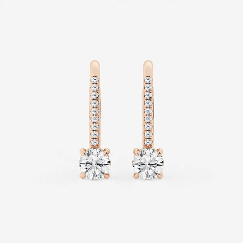 Round Lab Grown Diamond Hidden Halo Earrings
