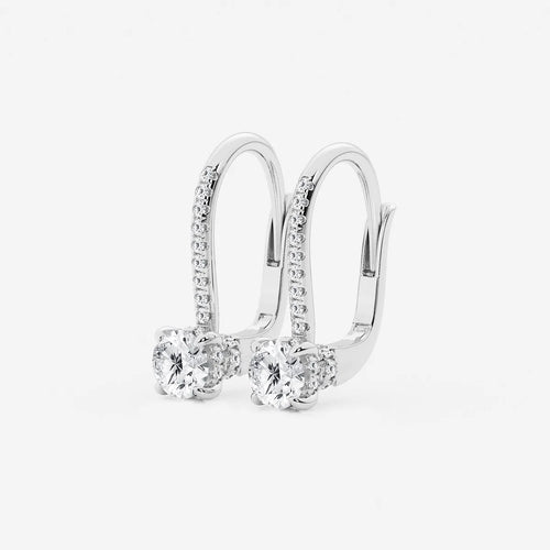Round Lab Grown Diamond Hidden Halo Earrings