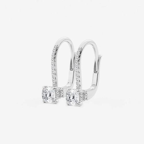 Cushion Lab Grown Diamond Hidden Halo Earrings