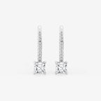 Asscher Lab Grown Diamond Hidden Halo Earrings
