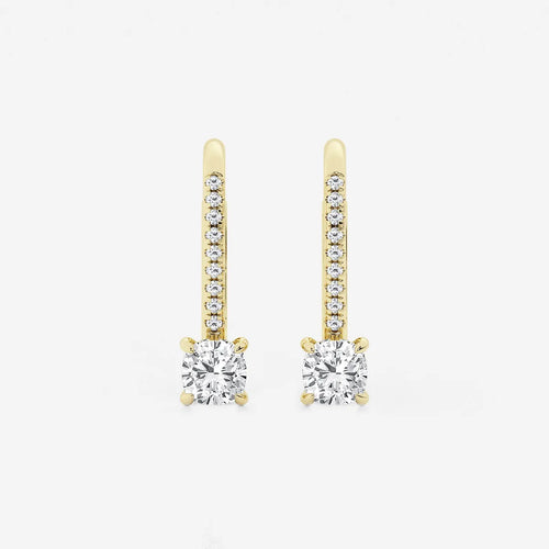Cushion Lab Grown Diamond Hidden Halo Earrings