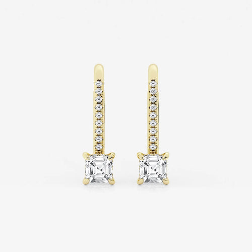 Asscher Lab Grown Diamond Hidden Halo Earrings
