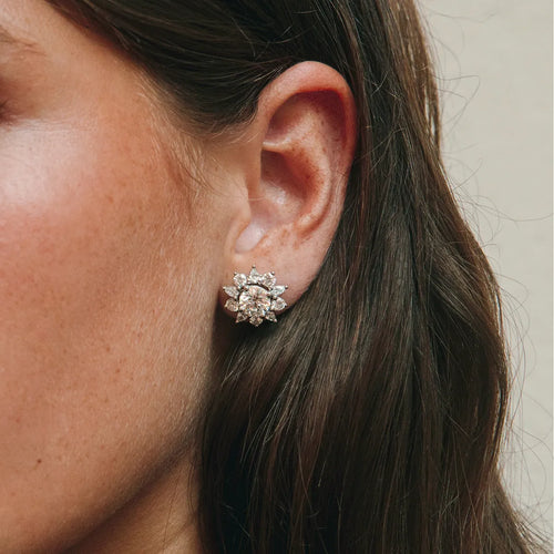 Round and Pear Lab Grown Diamond Alternating Halo Earring Jackets