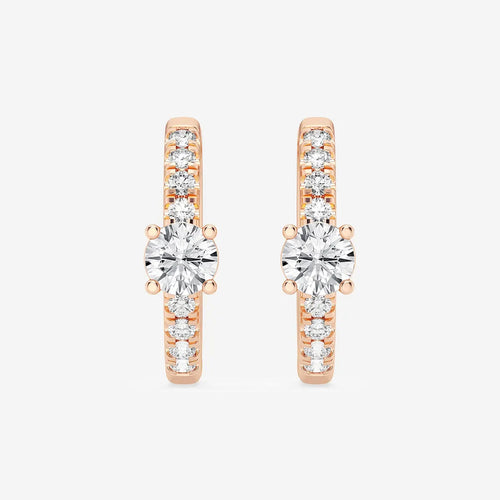 Round Lab Grown Diamond Petite Huggie Hoop Earrings