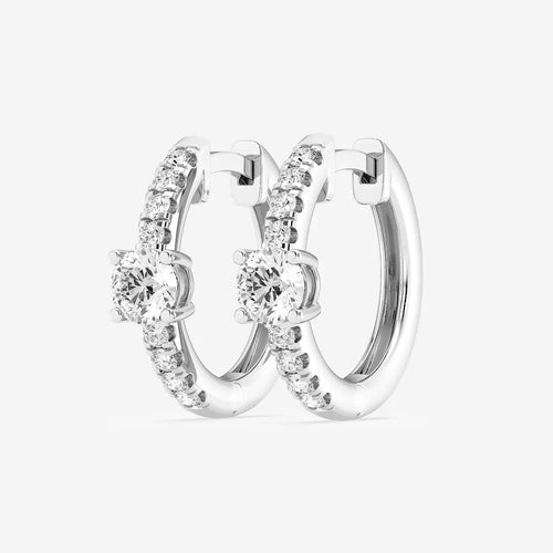 Round Lab Grown Diamond Petite Huggie Hoop Earrings