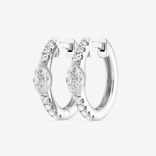 Marquise Lab Grown Diamond Petite Huggie Hoop Earrings