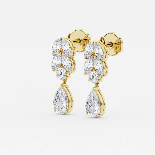 Pear Lab Grown Diamond Prong Setting Drop Earrings