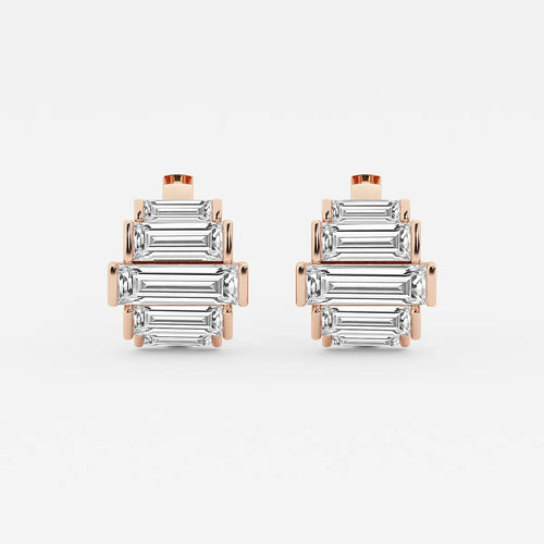 Baguette Lab Grown Diamond Graduated Channel Set Hoop Earrings
