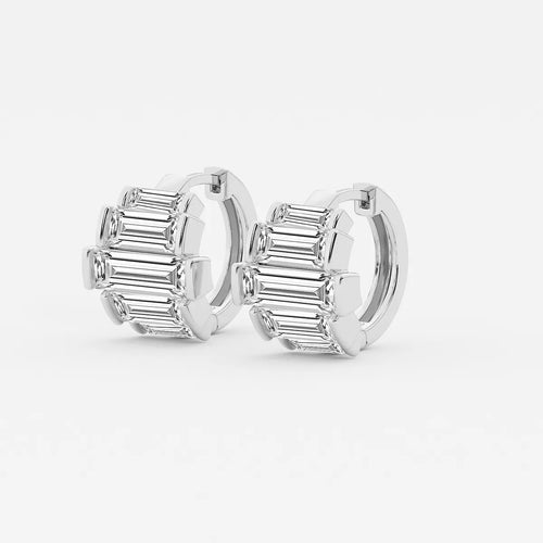 Baguette Lab Grown Diamond Graduated Channel Set Hoop Earrings