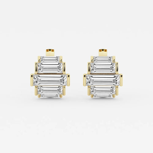 Baguette Lab Grown Diamond Graduated Channel Set Hoop Earrings