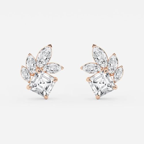 Asscher and Marquise Lab Grown Diamond Stud Earrings