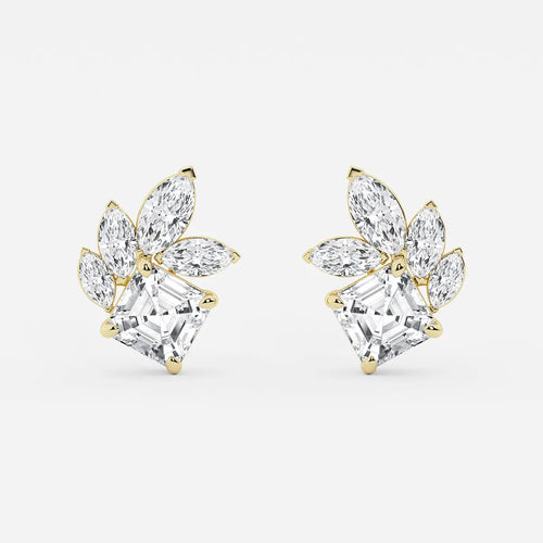 Asscher and Marquise Lab Grown Diamond Stud Earrings