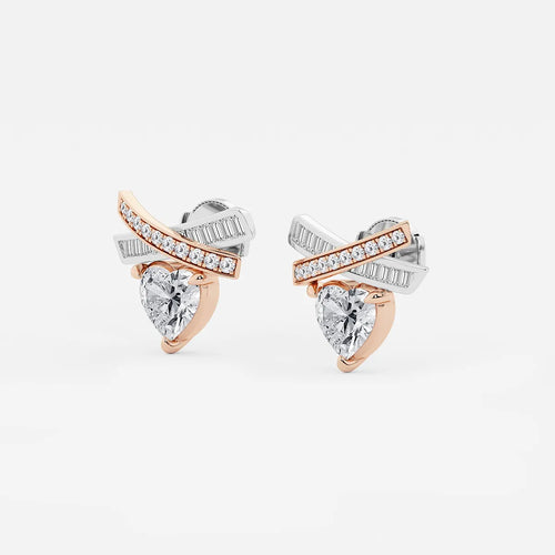 Heart Lab Grown Diamond with Baguette and Round X Earrings