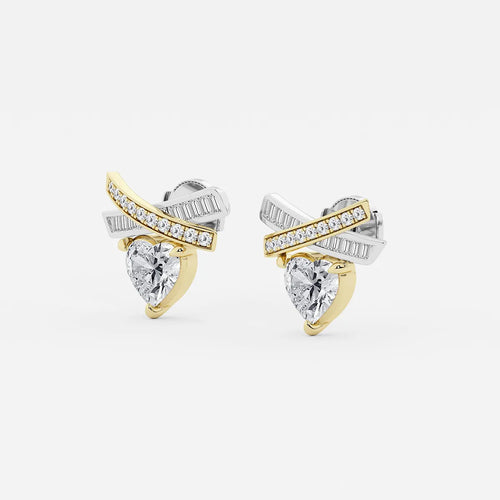 Heart Lab Grown Diamond with Baguette and Round X Earrings