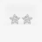 Round Lab Grown Diamond Flower Stud Earrings