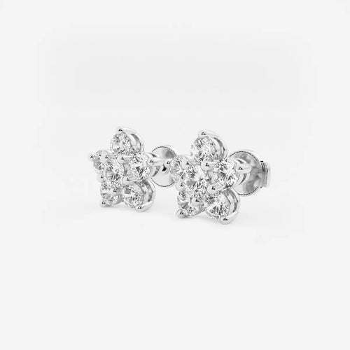 Round Lab Grown Diamond Flower Stud Earrings
