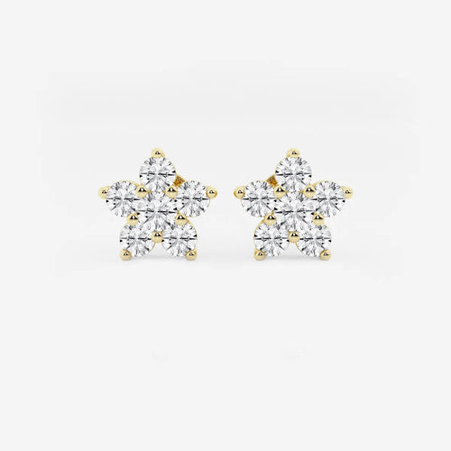 Round Lab Grown Diamond Flower Stud Earrings