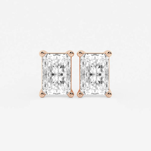 Radiant Lab Grown Diamond Four Prong Stud Earrings