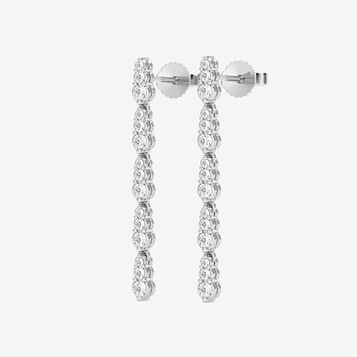 Round Lab Grown Diamond Graduated Dangle Earrings