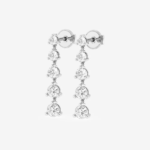 Round Lab Grown Diamond Graduated Dangle Earrings