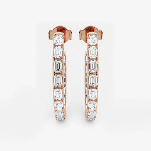 Emerald Lab Grown Diamond Inside Out J Hoop Earrings