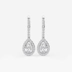 Pear Lab Grown Diamond Halo Earrings