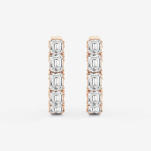 Emerald Lab Grown Diamond Inside Out Hoop Earrings