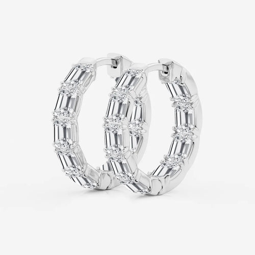 Emerald Lab Grown Diamond Inside Out Hoop Earrings