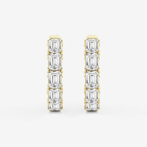 Emerald Lab Grown Diamond Inside Out Hoop Earrings