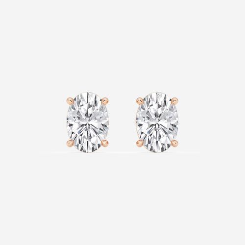 Oval Lab Grown Diamond Hidden Halo Stud Earrings