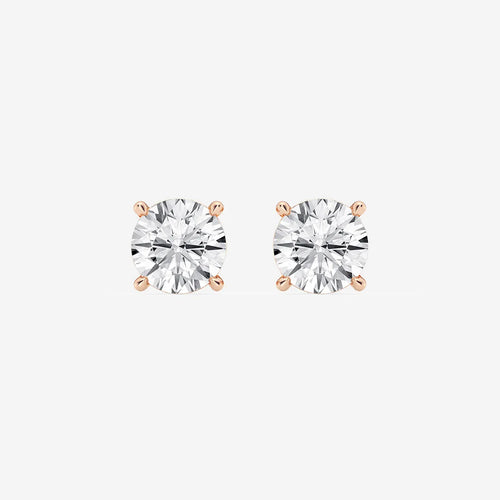 Round Lab Grown Diamond Hidden Halo Stud Earrings