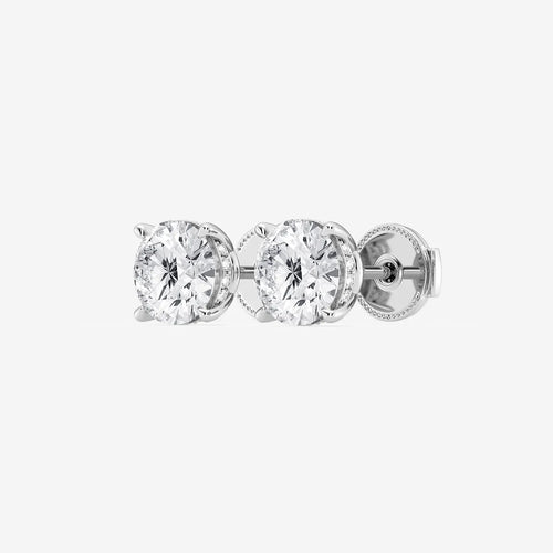 Round Lab Grown Diamond Hidden Halo Stud Earrings