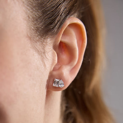Emerald and Pear Stud Earrings