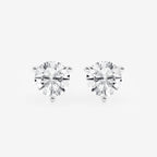 Round Colorless Lab Grown Diamond Three Prong Martini Stud Earrings