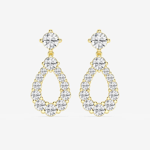 Round Lab Grown Diamond Graduated Shared Prong Drop Earrings