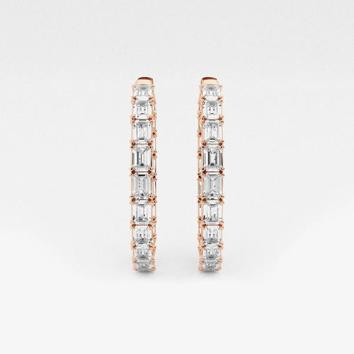 Emerald Lab Grown Diamond Inside Out Hoop Earrings