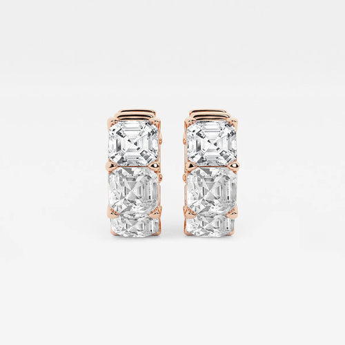 Asscher Lab Grown Diamond Huggie Hoop Earrings