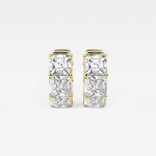 Asscher Lab Grown Diamond Huggie Hoop Earrings