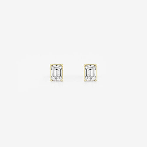 Emerald Lab Grown Diamond Solitaire Certified Stud Earrings