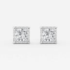 Princess Lab Grown Diamond Hidden Halo Stud Earrings