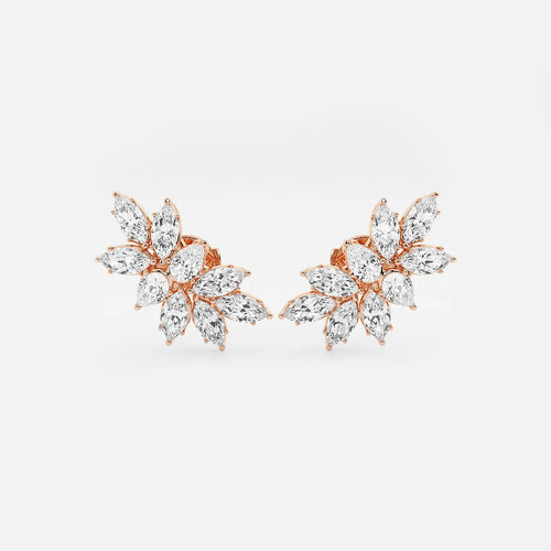 Pear & Marquise Lab Grown Diamond Cluster Earrings