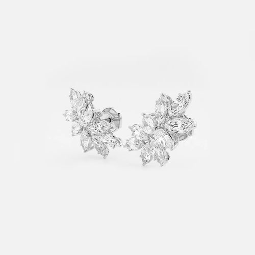 Pear & Marquise Lab Grown Diamond Cluster Earrings