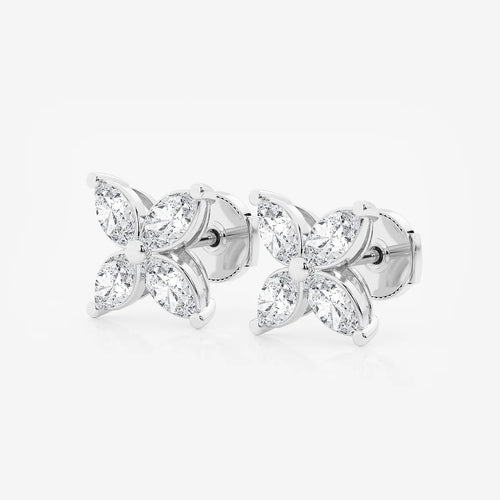 Marquise Lab Grown Diamond Flower Stud Earrings