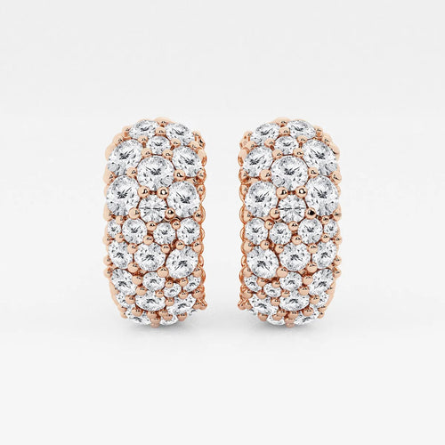 Round Lab Grown Diamond Cluster Huggie Hoop Earrings