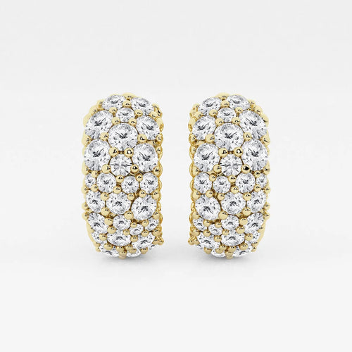 Round Lab Grown Diamond Cluster Huggie Hoop Earrings