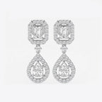Emerald and Pear Lab Grown Diamond Dangle Earrings